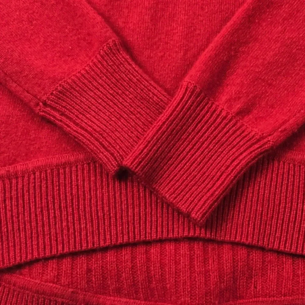 Diane Von Furstenberg Red Cashmere Sweater Holiday Scoop Neck size Petite 0-2